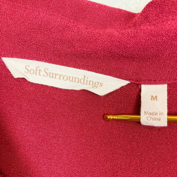 SOFT SURROUNDINGS - M - Dark Red Poet Ruffle Button Down - Picture 7 of 7